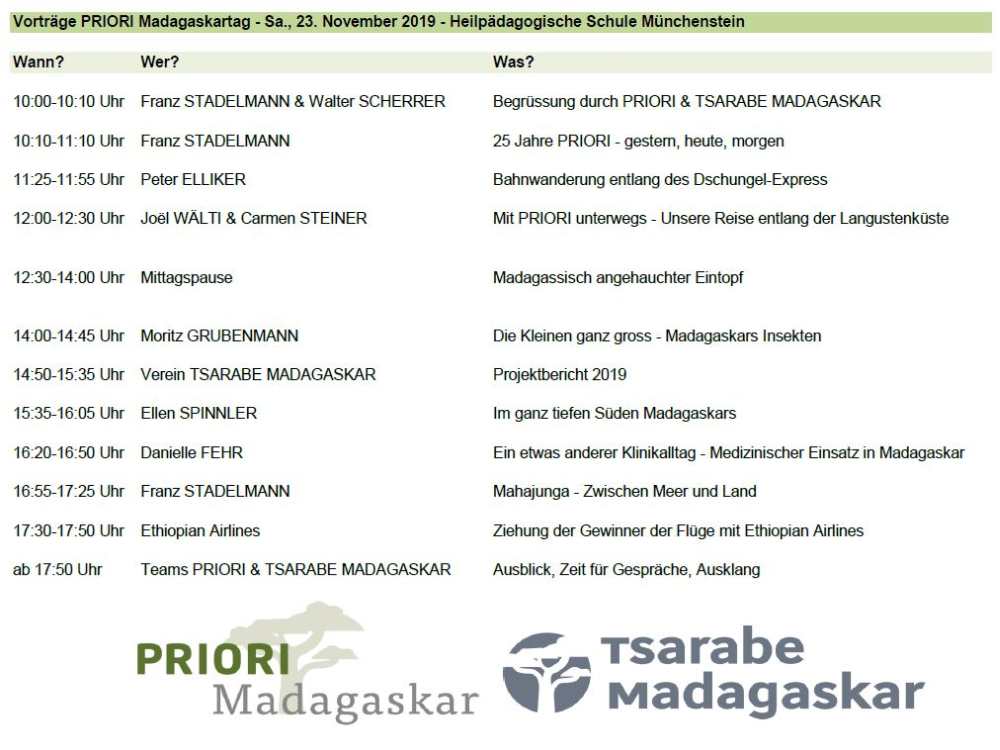 Vorträge PRIORI-Madagaskartag 2019